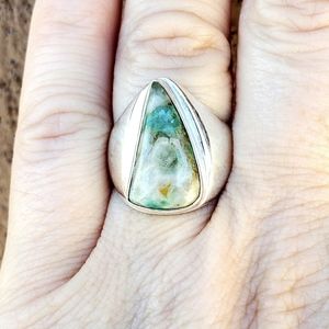 New Men's Chrysocolla 925 Silver Ring.